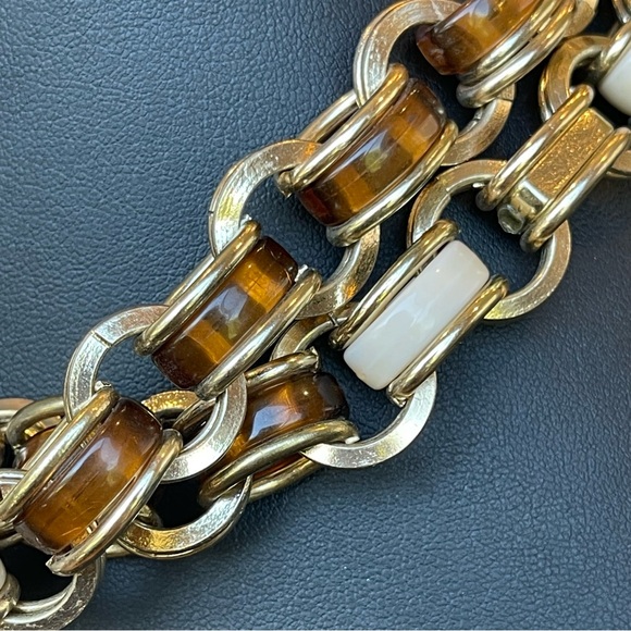 Coldwater Creek Rhinestone Crystal Pave Resin Lucite Chain Link Necklace - Picture 3 of 6